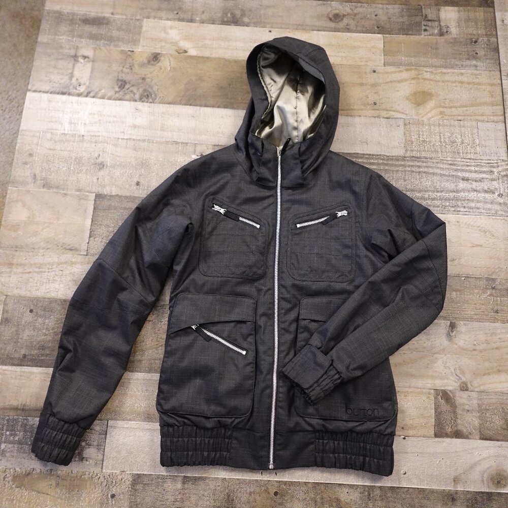 Burton Lush Jacket women's medium graphite black Dryride Magic hat snowboarding